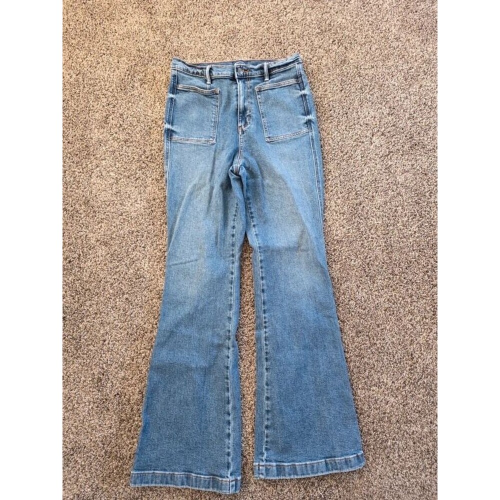 Scoop High Rise Denim Trousers Patch Pockets Mulberry Wash Size 8 EUC